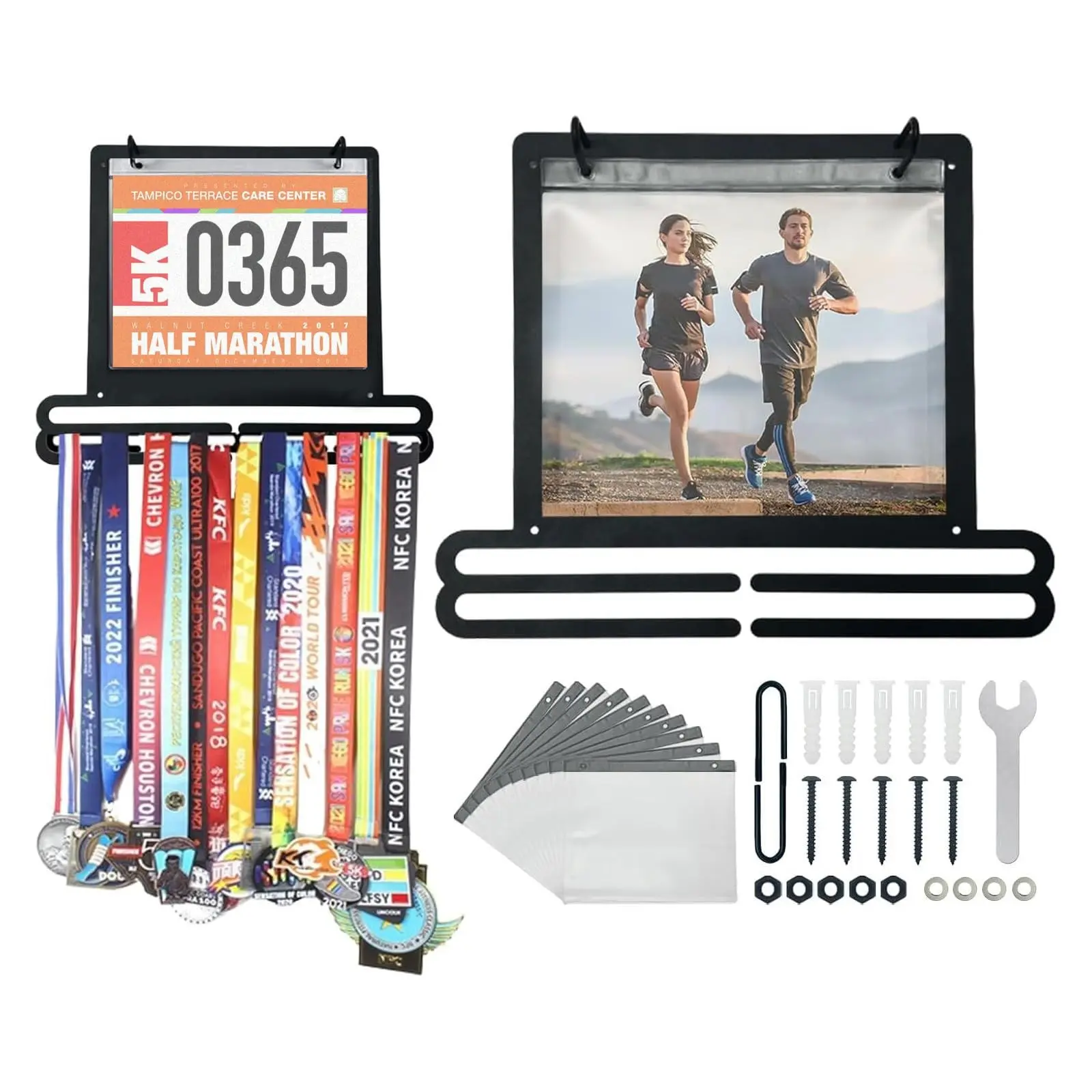 Metal Wall-Mounted Iron Medal Hook Display Stand Organiser, Sturdy Durable Metal Square Rack with Race Number Plate Holder, Wall Decor, Award Hanger, Achievement, Home Decoration