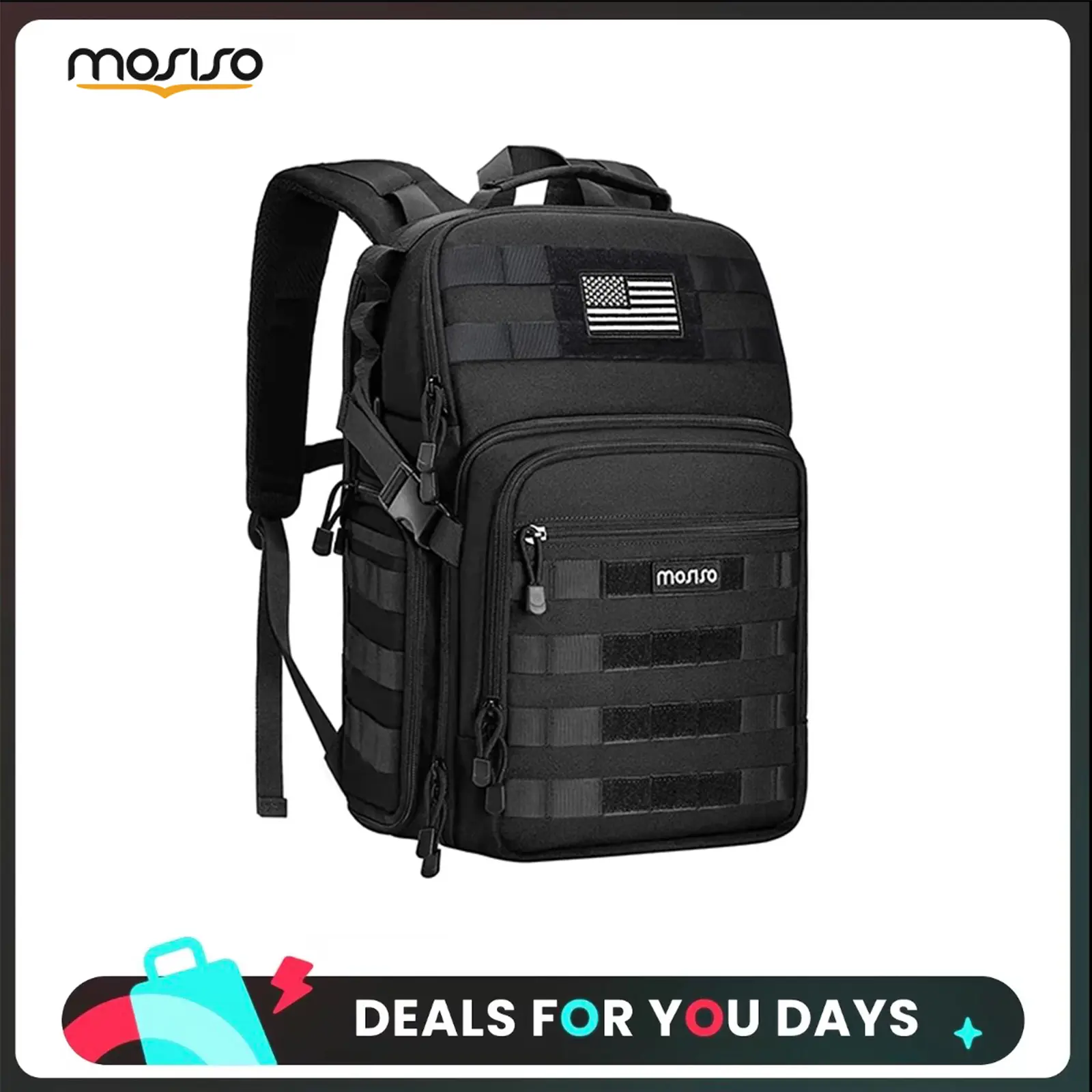 MOSISO Tactical Camera Backpack - Waterproof, Shockproof Bag with Tripod Holder, 15-16 in Laptop Compartment, Travel Case for DSLR/SLR/Mirrorless Cameras, Canon Nikon Sony Devices, DJI Drones, Black