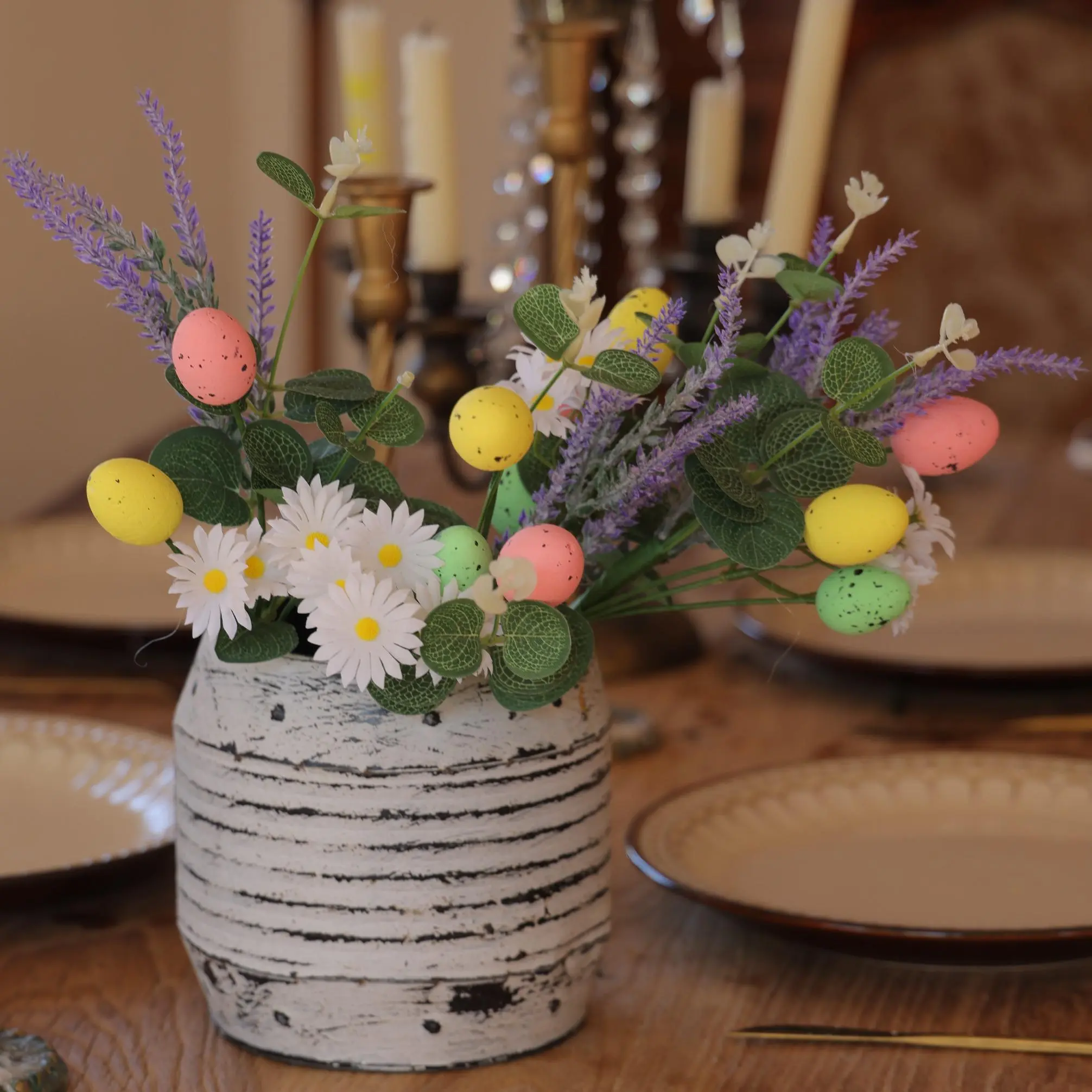 Easter Eggs Artificial Flower, 4 Counts/set Easter Eggs Flower Arrangement, Decorative Flower for Home Party Wedding Office, Fruit