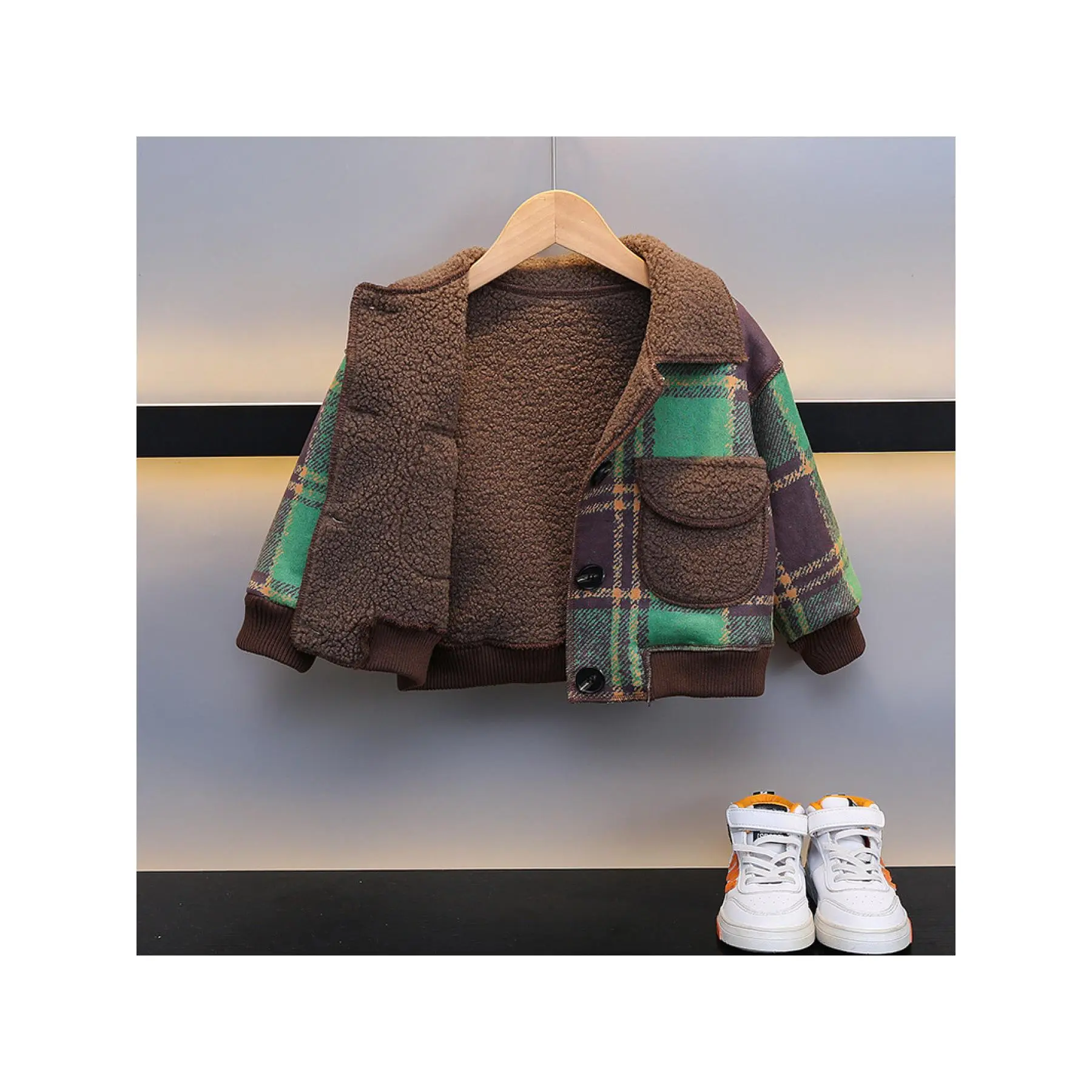 NewWarm Boys' Casual Crew Neck Polyester Plaid Coats - Stylish Long Sleeve Fall-Winter Cold-Weather Outerwear for 1-2y, 3-4y, 4-5y, 5-6y Basic Kids