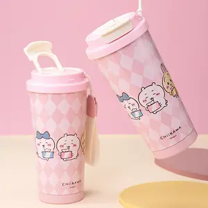 MINISO Chiikawa Dual-Drink Insulated Coffee Mug – 17.6oz (520mL), Black Friday Pick, Cute Leak-Proof Design, Perfect for Home/Office/Campus/On-the-Go, Ideal Gift for Fans & Friends Flasks Bottled Mug Tumbler Water Bottles