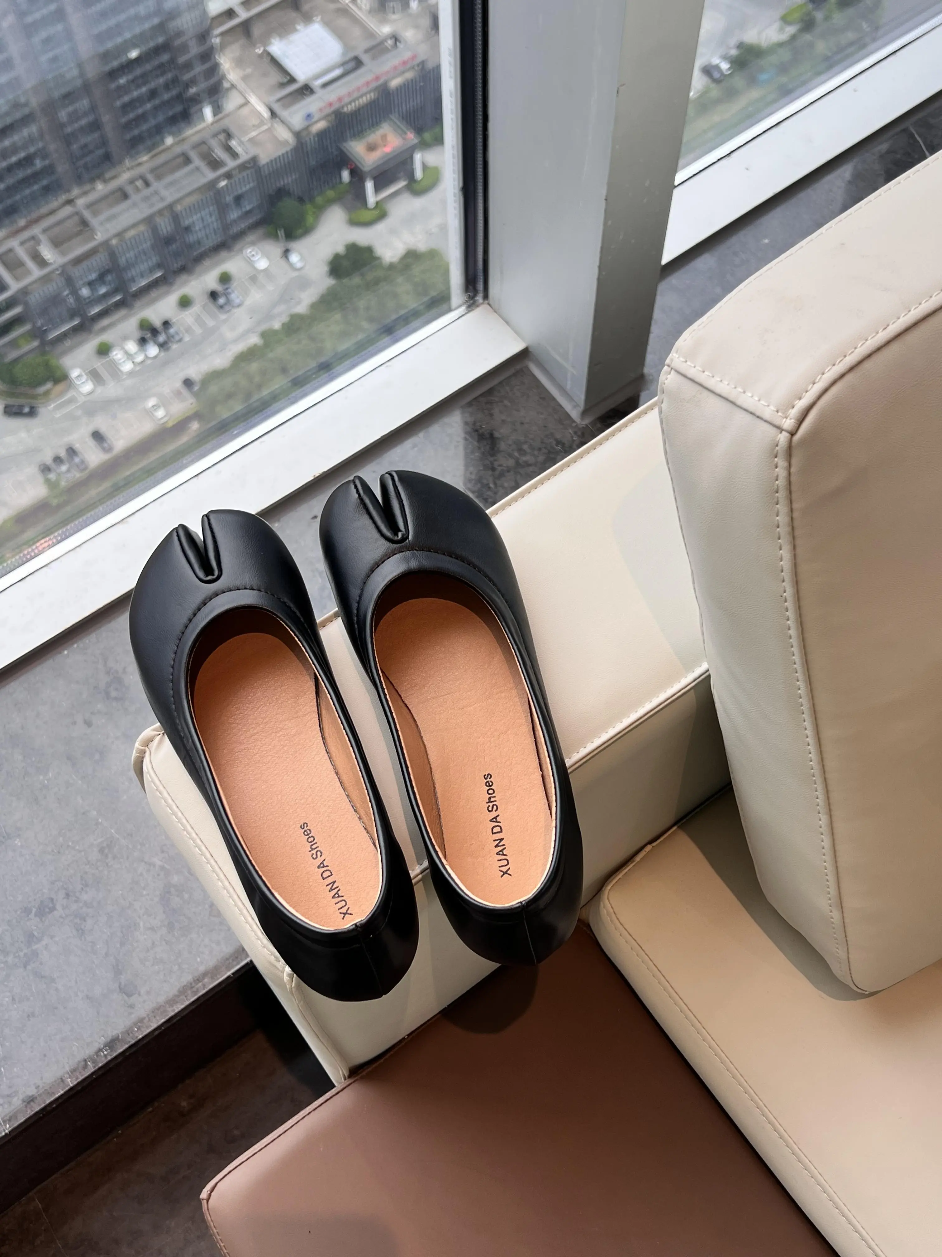 Women's Split Toe Flats with Butterfly-Knot, Elegant PU Leather Slip-On Shoes, Comfortable Walking Footwear for Spring Summer Casual Wear, Fashion Casual Shoes, Walking Shoes Flatform Girl