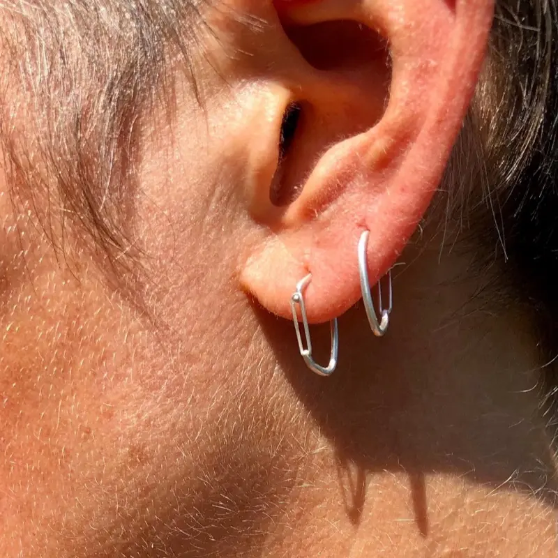 Carabiner Earrings Sterling Silver