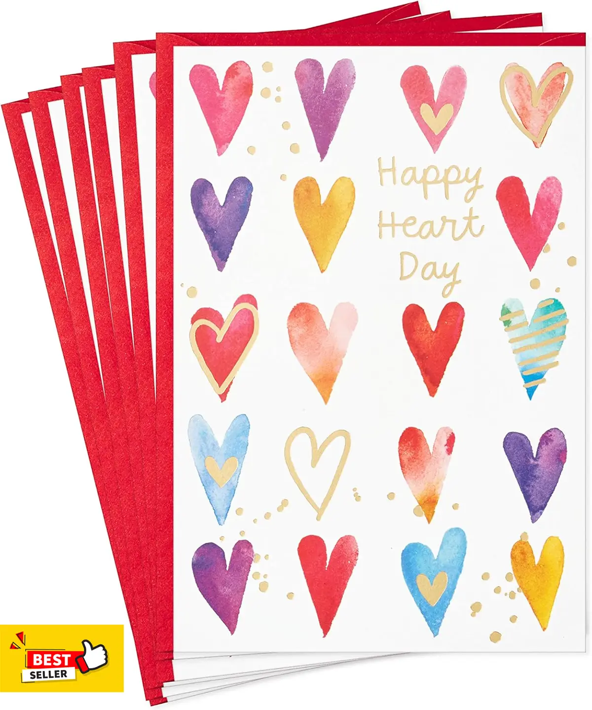 Pack of 6 Valentine's Day Cards, Happy Heart Day (6 Valentine's Day Cards with Envelopes)