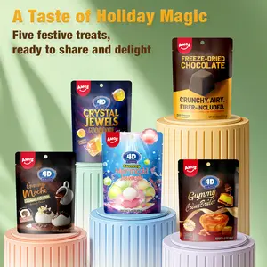 AMOS 4D Holiday Gummy Gift Set – Crystal Jewels, Mermaid, Mochi & Crème Brûlée Gummies with Freeze-Dried Chocolate | A Festive Candy Variety Pack for Sweet Celebrations Sweet Bonbon