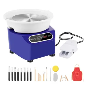 【DealsForYouDays】VEVOR Pottery Wheel,  , 11 inch Pottery Forming Machine, 450W Electric Wheel for Pottery with Foot Pedal and LCD Touch Screen, Direct Drive Ceramic Wheel with Shaping Tools for DIY Art Craft, Blue