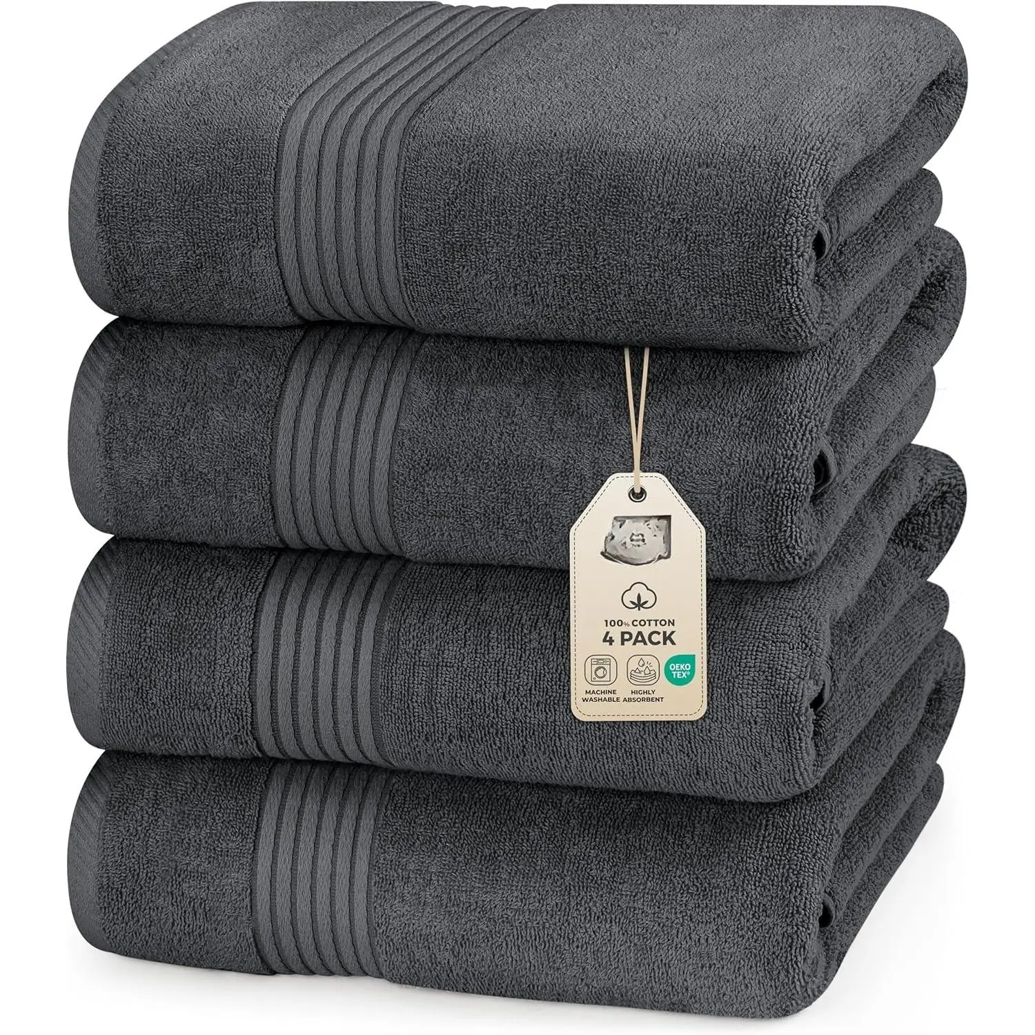 Solid Unisex 100% Ring Spun Cotton Towel Sets, 27x54 in Quick-Drying Highly Absorbent Soft Bath Towels, Ideal for Daily Home Bathroom Use, Bulk Bath Towels, Quick Drying Towels