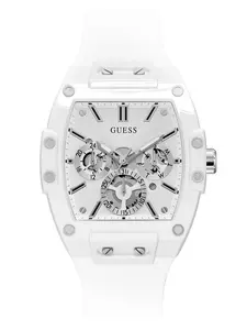 GUESS Male White Silicone Multifunction Watch