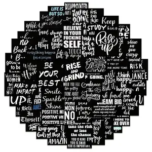 61 Pcs Background Inspirational English Graffiti Stickers, DIY Decorative Luggage Notebook Waterproof Decals, Flat Sticker Type