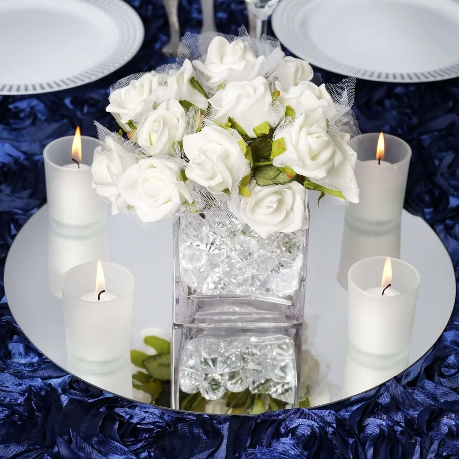 4-Pack 14" Round Glass Mirror Table Centerpieces - Hangable Home Supplies, Party Decor, Wedding Centerpiece, Wall Decor, Event Decorations - Not Recommended for International Shipping