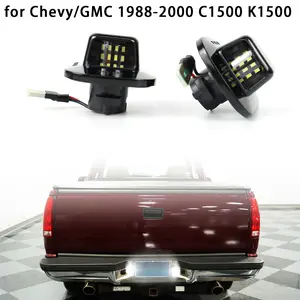 2 LED White License Plate Light Assemblies Compatible with Chevrolet/GMC 1988-2000 C1500 K1500, 1988-1998 Silverado/Sierra, 1995-2000 Tahoe, 1992-1994 Blazer, 1991-1993 Sonoma