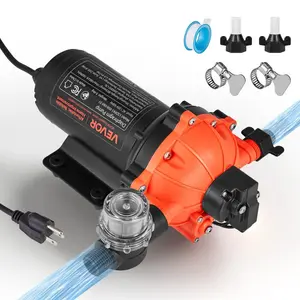 Summervibes VEVOR RV Water Pump, 12V DC 6 GPM (22.7 L/min), 4-Chamber Self-Priming Diaphragm Water Pump with Automatic Pressure Switch, 70 PSI Max Pressure, On Demand for RV, Caravan, Marine, Yacht, Car WashingVEVOR Super Brand Day