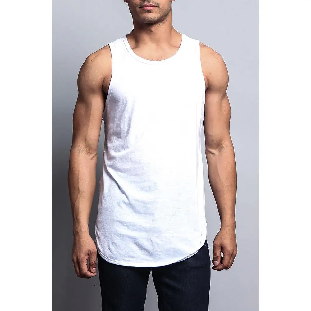 Basic Long Length Curved Hem Tank Top Menswear, essential piece, must have item, everyday wear, trendy style, wardrobe staple, wardrobe essential, must have piece, everyday favorite, go to style, easy to wear