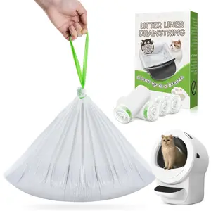 Litter Box Liners, 120 Count   Litter Bags, Easy Clean Up Thick Large Kitty Litter Liners for Litter Box, Drawstring  Litter Box Liner Bags for Litter Box Robot 4 and 3