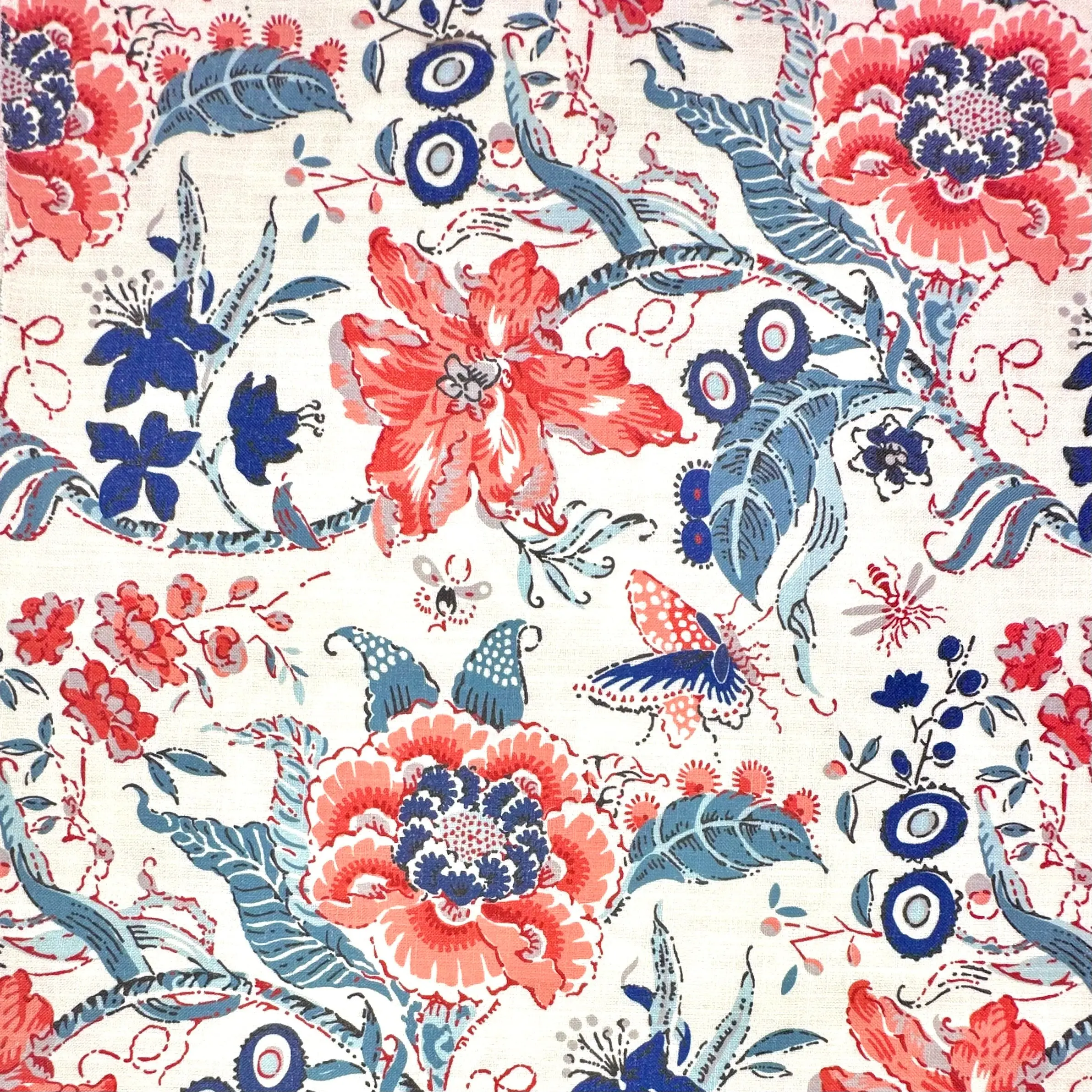 White Wildflower Fabric| Durable 100% Cotton—54" Ship Nationwide