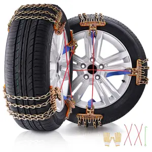 VEVOR 8 PCS Snow Chains,  Tire Traction Wheel Chains for Tire Width 9.2-11.2 in/235-285 mm, Manganese Alloy Steel Emergency Tire Chains for Cars, Pickups, SUVs, and Trucks