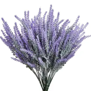 12/24 bundles of outdoor artificial lavender flowers, UV-resistant plastic synthetic flowers, hanging flower baskets, flower pots, garden decorations, decorative flowers, outdoor artificial plants, Artificial Flower Bouquet, Artificial Flower Set