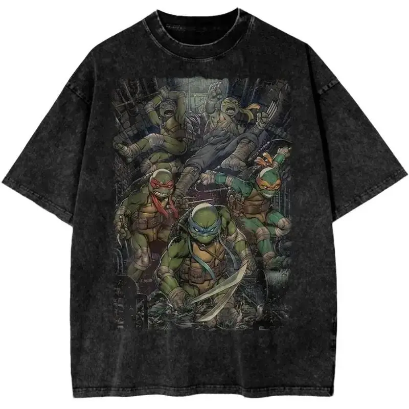 Teenage Mutant Ninja Turtles Animated Vintage Unisex T-Shirt  Cotton Crewneck T-Shirt,Medium Short Sleeve Casual Streetwear Printed Tee