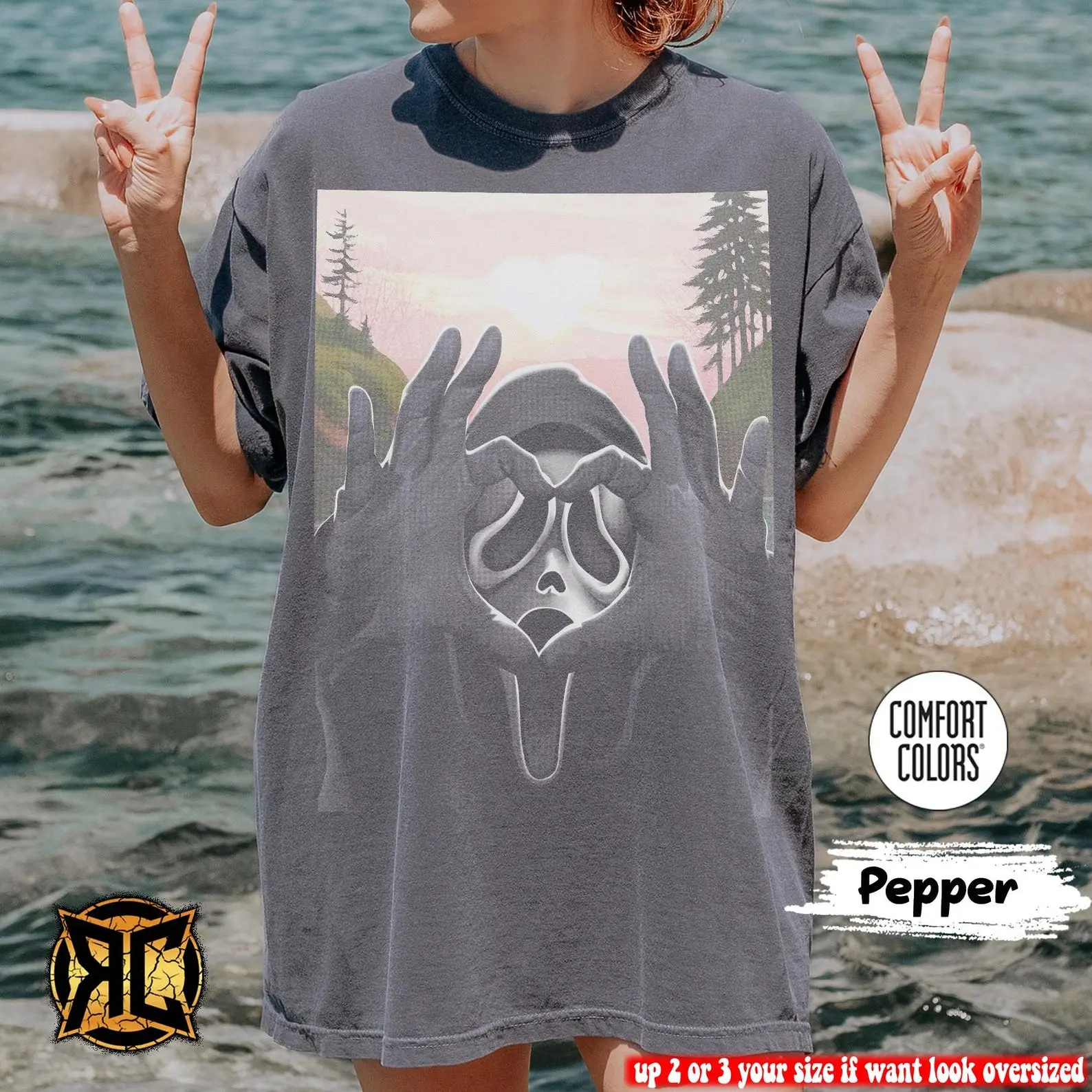 Funny Ghostface Valentine Comfort Colors Shirt, Scream Heart Hands Tee, Cute Horror Lover Gift.