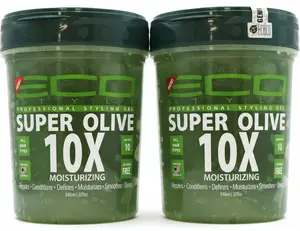 Eco Style Professional Styling Gel Super Olive 10X, 32 fl oz (Pack of 2) | Maximum Hold, No Flake Formula for All Hair Types, Infused with Olive Oil for Shine & Conditioning