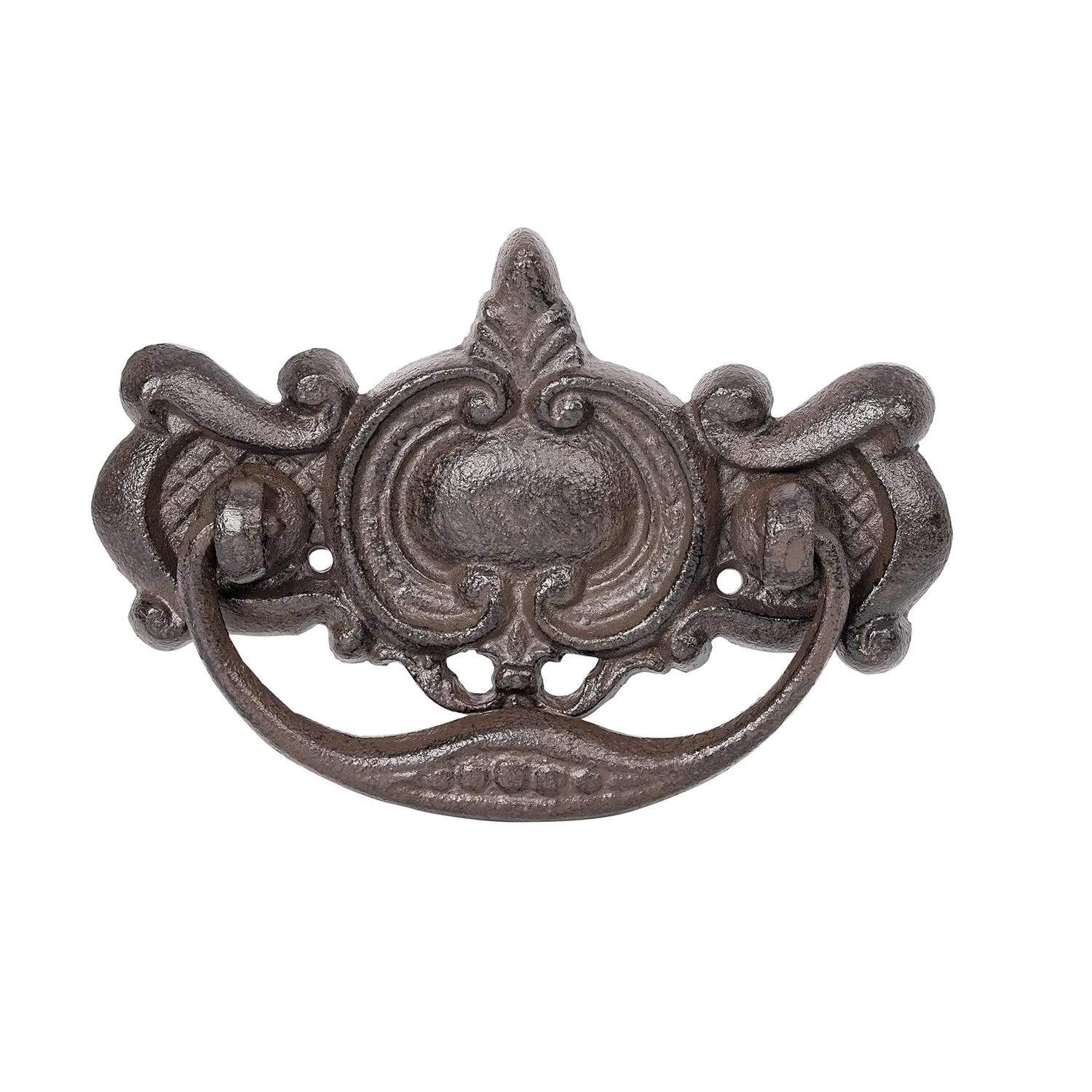 Sungmor Vintage Cast Iron Metal Knocker, 5-in Tall Heavy-Duty Pull Handle, Rustic Antique Brown Finish for Farmhouse Entrance Door Hardware Decor, Metal Knockers