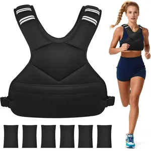 Adjustable Weighted Vest for Women Men, 4-10lb/12-18lb with 6 Ironsand Weights, Built-in Reflective Strip for Running Walking Exercise Strength Training