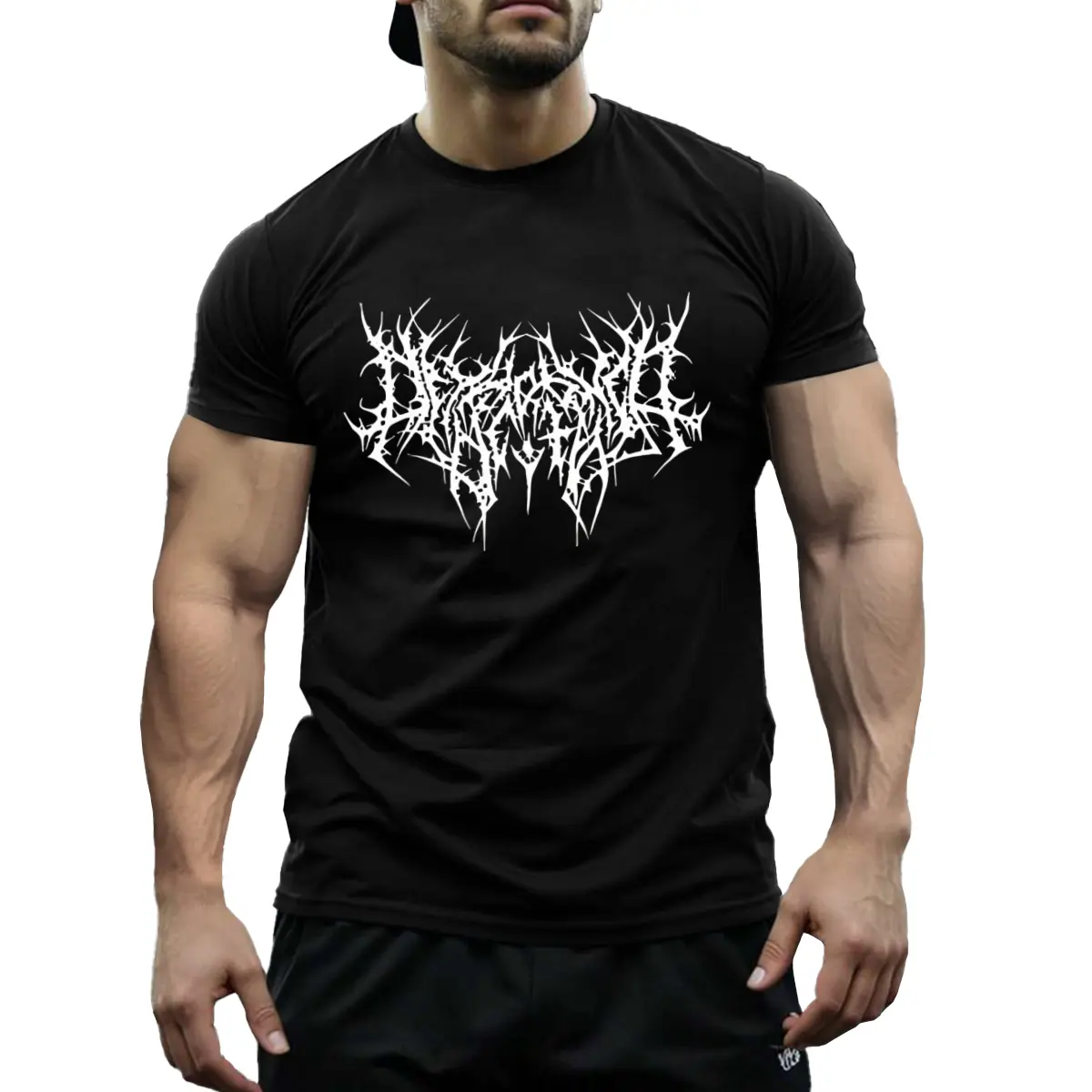 Men's Performance Compression Shirt - Breathable Cotton, Elegant Printed Design, Muscle Fit for Summer Sports, Round Neck