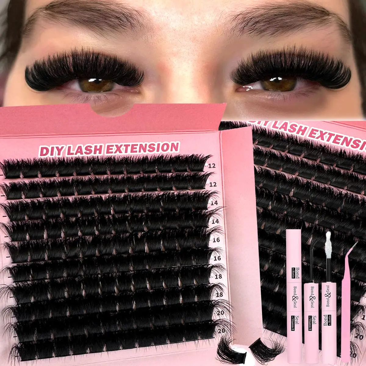Mixed Length Individual False Eyelashes, DIY Volume Eyelashes, 10 Rows 60D/80D/100D/120D/160D/200D False Eyelashes, Volume Individual Lash, Professional Eye Makeup Accessories for Women, Cosmetic, Eyelash Extensions
