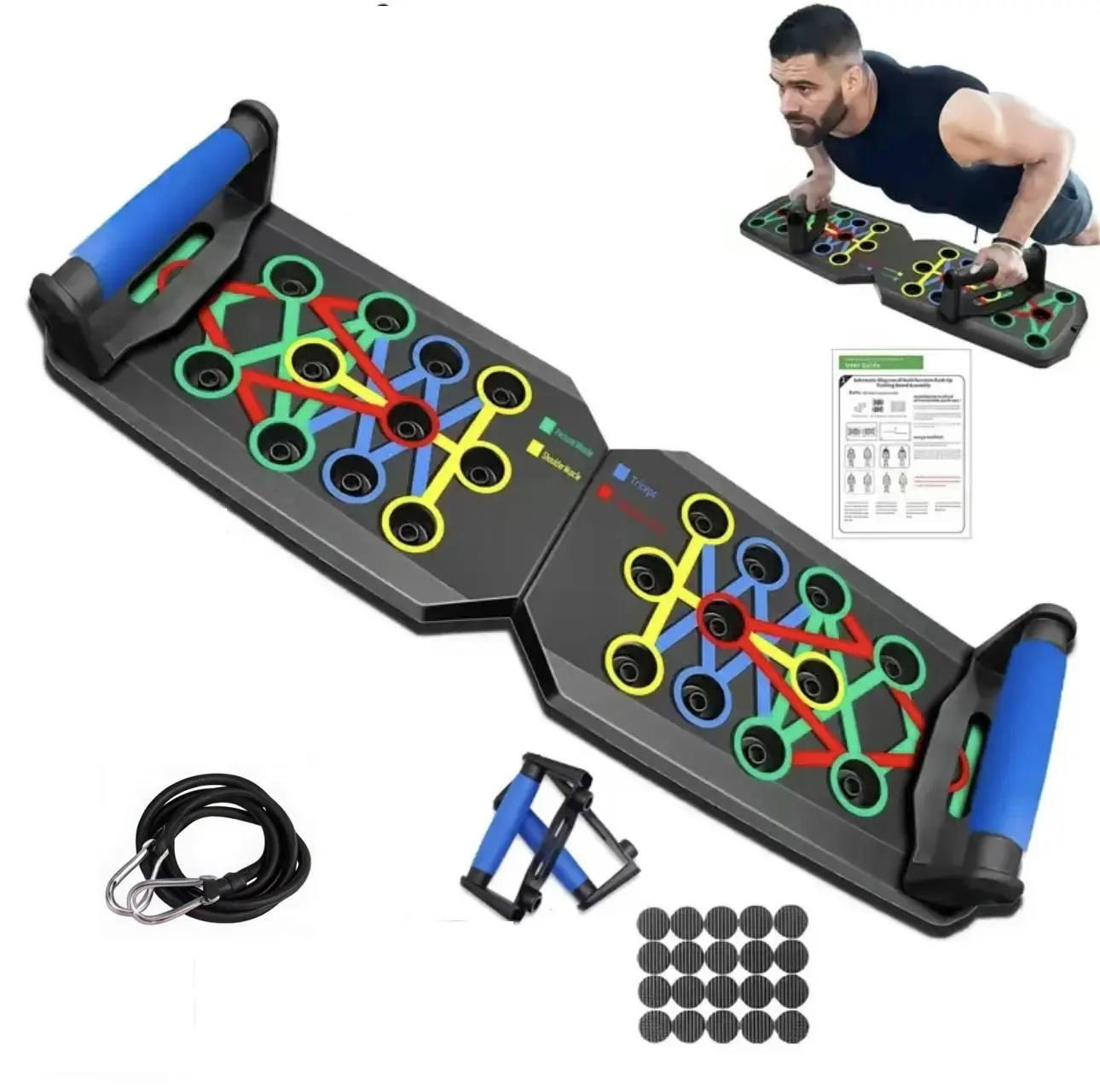 Upgraded Push Up Board - Portable Color-Coded Muscle Trainer, Multifunctional Home Workout Station for Full Body Strength Training & Plyometrics, Portable Fitness Equipment, Home Gym Accessory, Adjustable Ab Trainer, Multi-Function, Workout Equipment, Exe