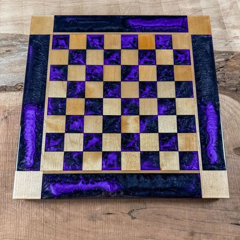 Black Onyx Purple Haze Maple Wood Chess Board (INCLUDES PIECES)
