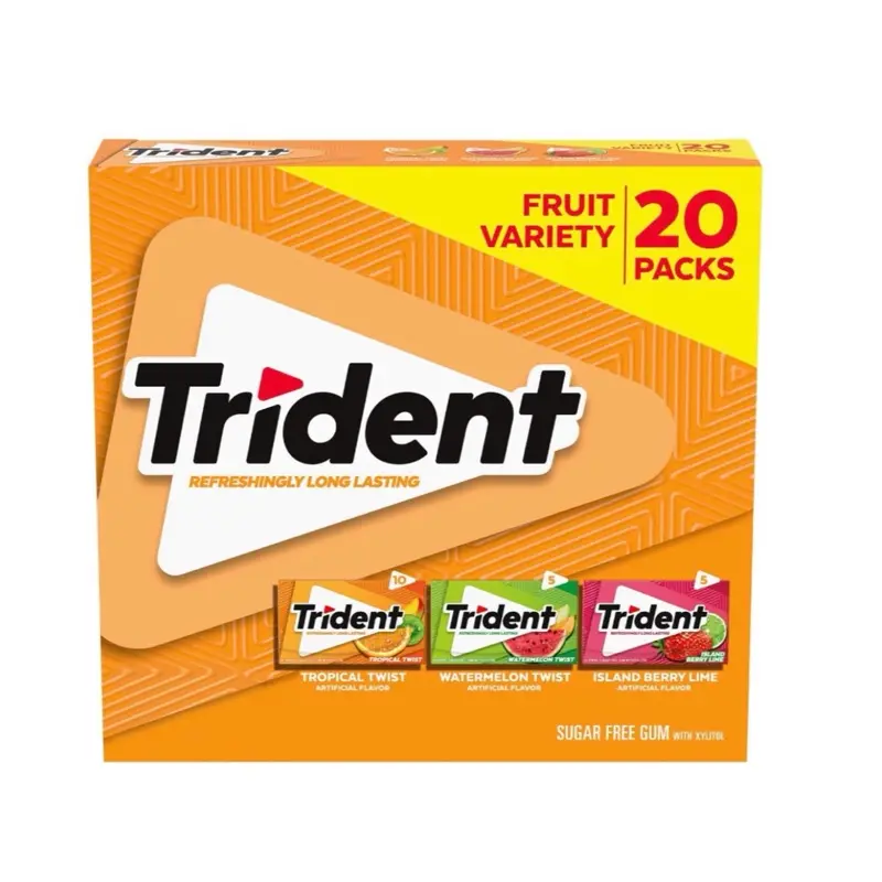 Trident Fruit Sugar Free Gum Variety Pack, 14 pcs  ,  20 packs