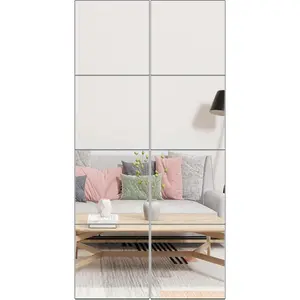Full Length Mirror Tiles - 12 Inch x 8Pcs Frameless Wall Mirror Full Body Mirror for Home Gym Vanity Bedroom, Living Room