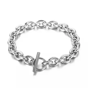 7mm Mens Cable Link Bracelet Stainless Steel Chain w T/O Toggle Link Clasp Fashion Jewelry Gifts