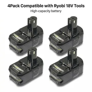 Ryobi 8.0Ah High-Capacity Replacement Battery, compatible with Ryobi 18V lithium-ion battery models P108/P104/P105, and compatible with Ryobi 18V cordless power tools and chargers.