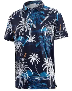 APTRO Men's Polo Shirts Short Sleeve Tropical Print Breathable Polyester Spandex Classic Fit Casual Golf Top Menswear Island Love Clothes