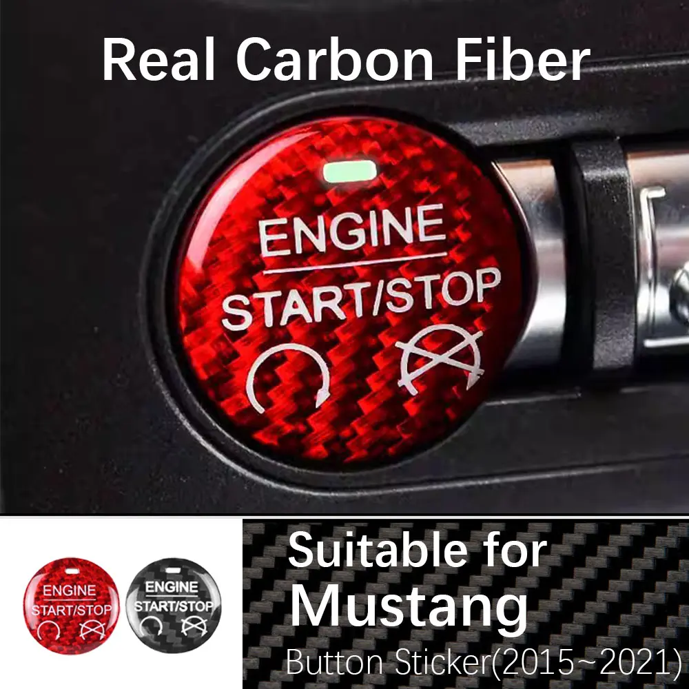 Carbon Fiber Car Interior Start Button Sticker for Ford Mustang 2015-2021, Auto Accessories, Scratch Protection, Stylish Upgrade, Car Accessory, Car Interior Decal