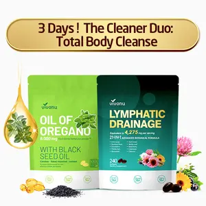 VivoNu Digestive Wellness Pack – 300 Oregano Oil Capsules & 240 Lymphatic Drainage Capsules | Supports Intestinal Health, Healthy Circulation & Immune Wellness | Natural Herbal Supplement Combo