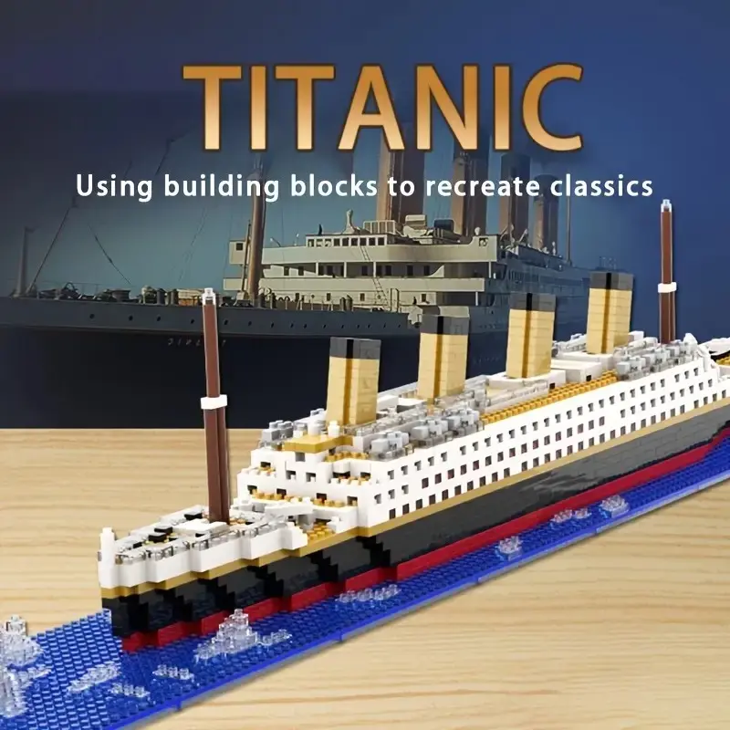 Titanic Micro Particle Building Blocks Set, Creative DIY Model, Love and Transportation Theme, Abs Material, Interlocking Building Block, Perfect Gift for Holidays