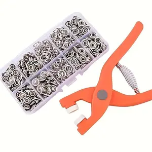 Sewing Button Set, 1 Set Sewing Button with Manual Pressure Pliers & Clear Storage Box, Metal Sewing Buttons for DIY Crafts, Clothes Hat Bag, Seam Supplies