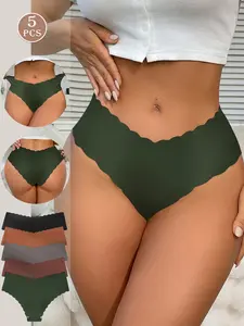 5 Pack Women's Panties Soft Comfy Brief A variety of solid color simple briefs are suitable for all seasons and daily activities