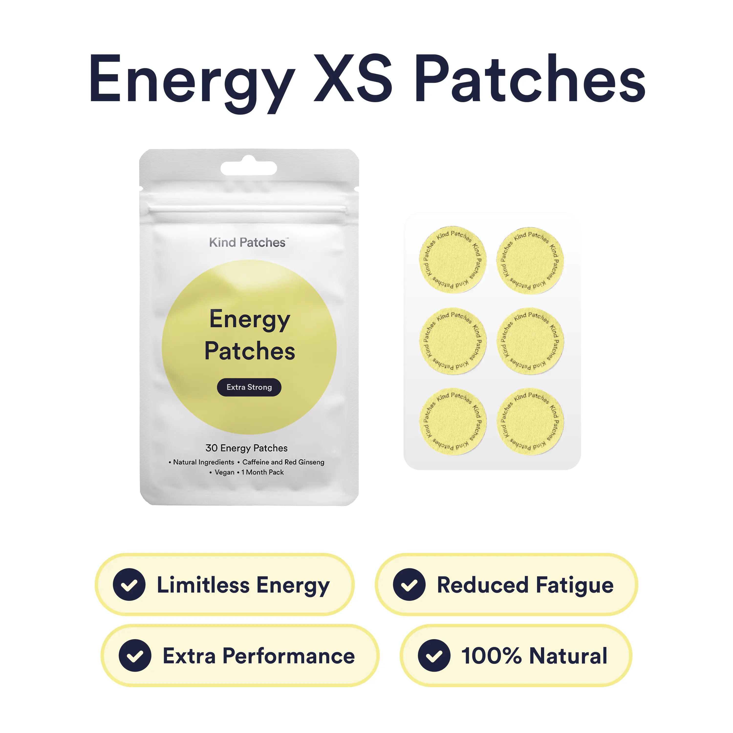 Kind Patches | Energy Patches Extra Strong|30 Energy Patches: natural ingredient, caffeine and red ginseng, vegan, 1 month pack Kind Patches | Energy Patches Extra Strong|30 Energy Patches: natural ingredient, caffeine and red ginseng, vegan, 1 month pack