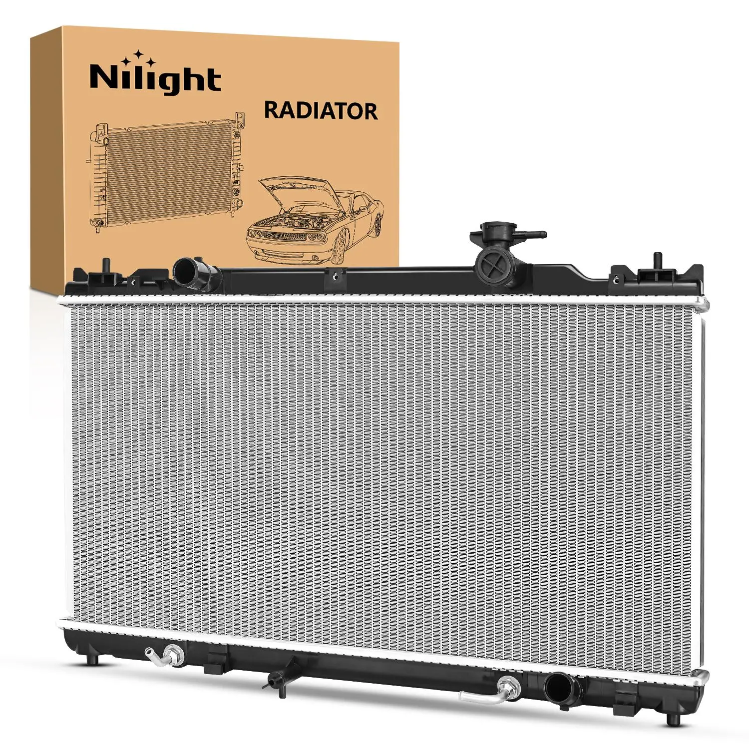 Nilight Aluminum Radiator with Transmission Oil Cooler - 1x New Complete Radiator Engine Parts Vehicle, for Toyota Camry 2002-2006, Solara 2004-2008 L4 2.4L, 106% Leak Tested, Precision Folded, Pressure Sealed, Replace# 164000H200 TO3010256 Complete Unit,