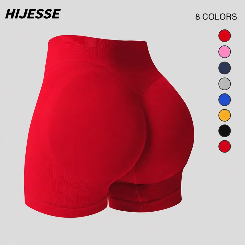 Hijesse Women'sHigh Waisted Tummy Control Seamless Butt Lifting Yoga Sports Shorts – High Waist Elastic Shaping Gym Shorts for Fitness, Running, Workout & Daily Wear, Suitable for Spring and Summer Wear