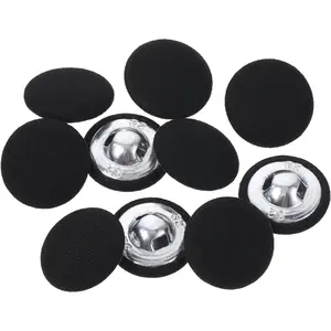 20mm Fabric Covered Black Buttons, Round Covered Metal Shank Sewing Buttons  Covered Cloth Button for Suits Jacket Dress Blouses(10)