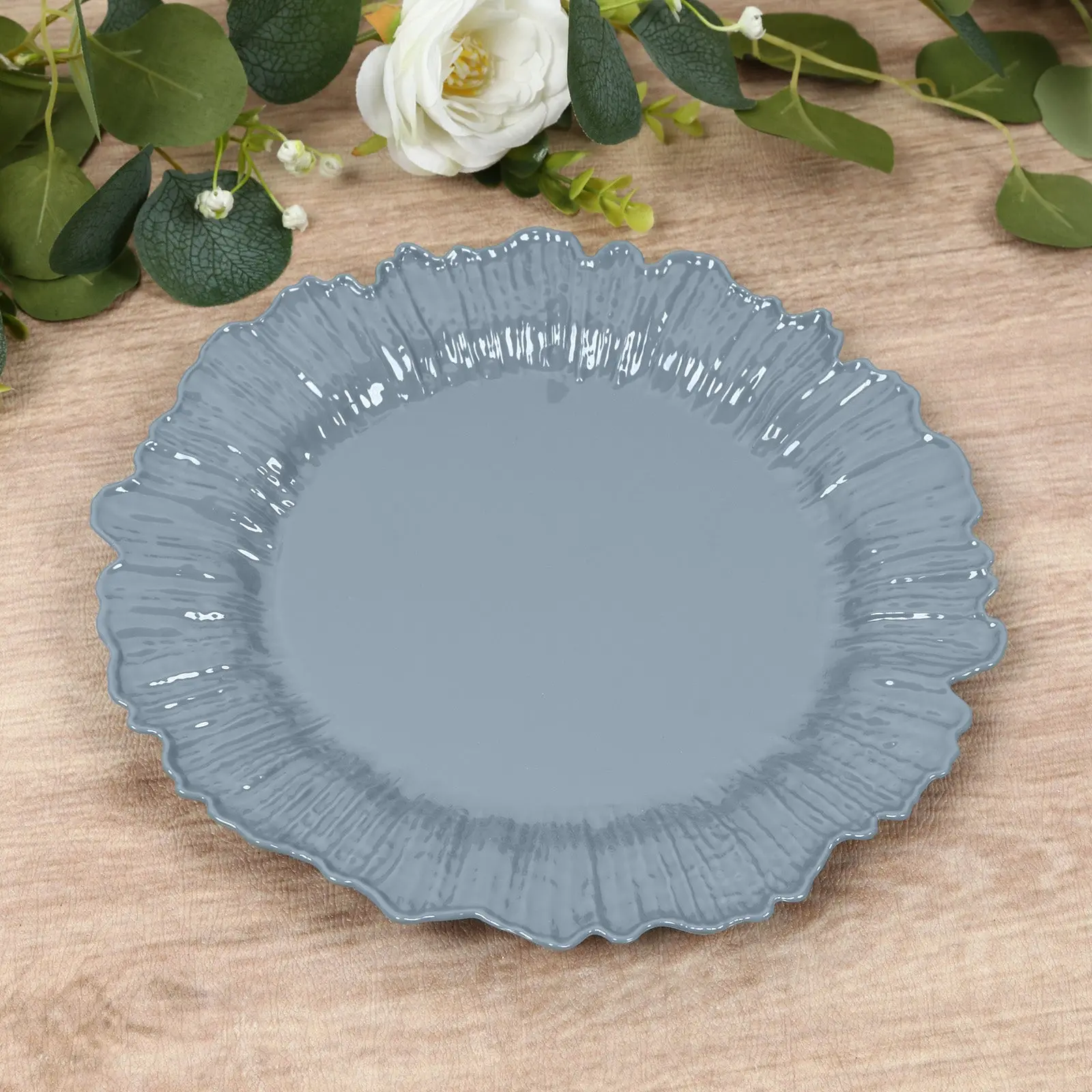Disposable Plates Set, 20-Pack 10" Plastic Dinner Plates - Dusty Blue Reef Design, Elegant Disposable Tableware for Wedding Home Festive Use, Wedding Party Plates