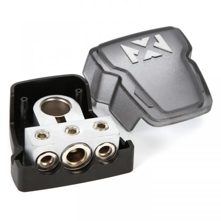 XBTU Positive/Negative Battery Terminal Clamp with One 1/0 or 4 Gauge and Two 4 or 8 Gauge Outputs