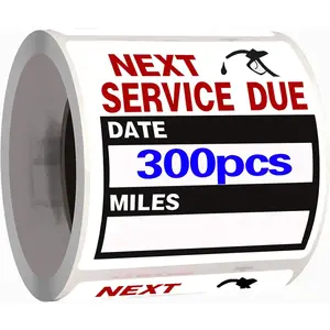 300 Pieces Oil Change Stickers, Service Reminder Labels, Auto Maintenance Service Due Reminder Stickers Labels, 2 x 2 Inch, 1 Roll (Black)