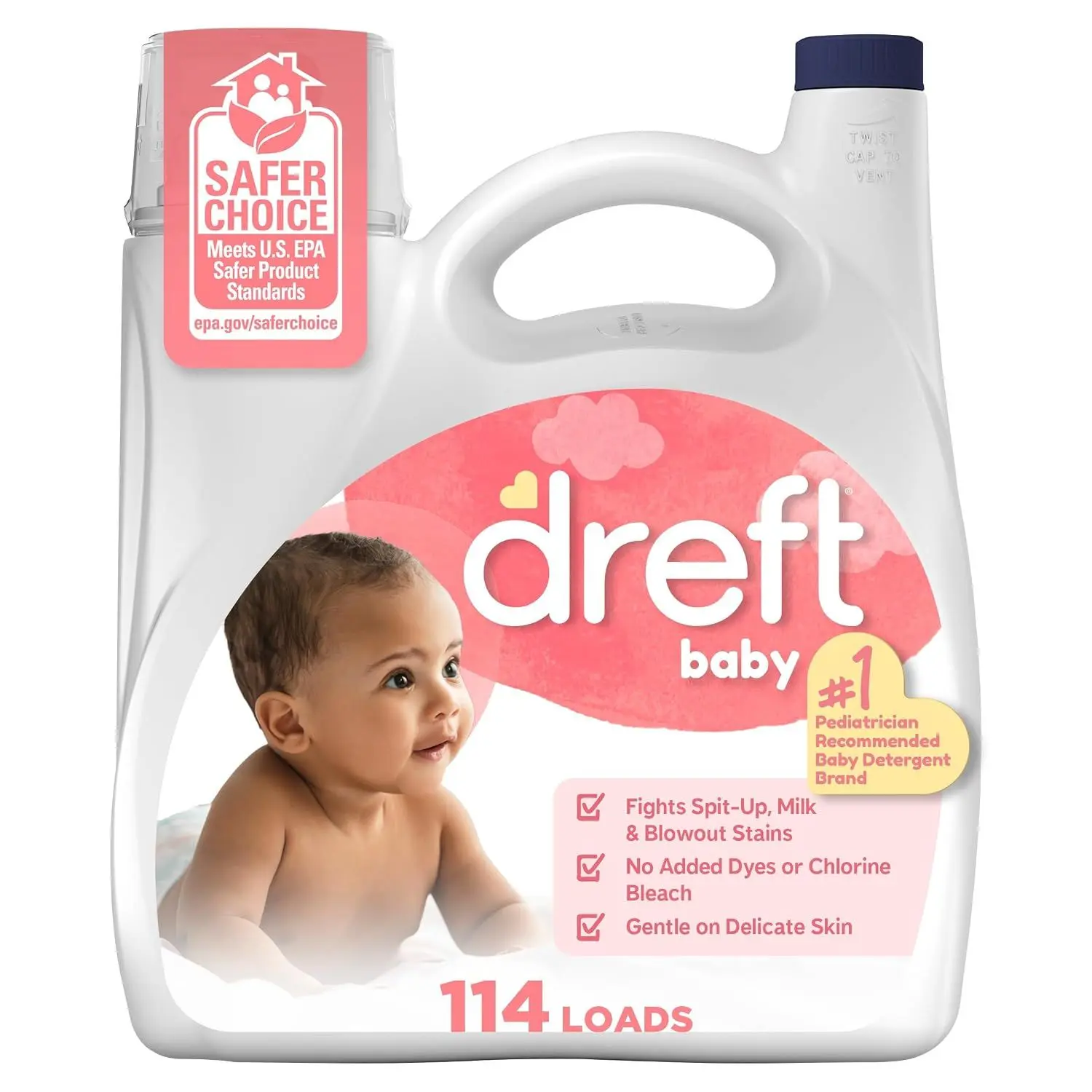 Dreft Baby Liquid Laundry Detergent, Gentle on Sensitive Skin Laundry Soap, 150 fl oz, 114 Loads (Packaging May Vary)