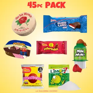 Mexican Candy Variety Pack Sweet Sour & Spicy -45 Pieces-Including De La Rosa Mazapan, BubuLubu Mini, Duvalin etc