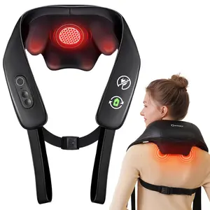 KNQZE KNB1 Cordless Neck and Shoulder Massager with Graphene Heating & 4D Shiatsu Kneading for Back Shoulder Leg Pain Relief Portable Massage Machine Gift for Dad Mom Friend device heated